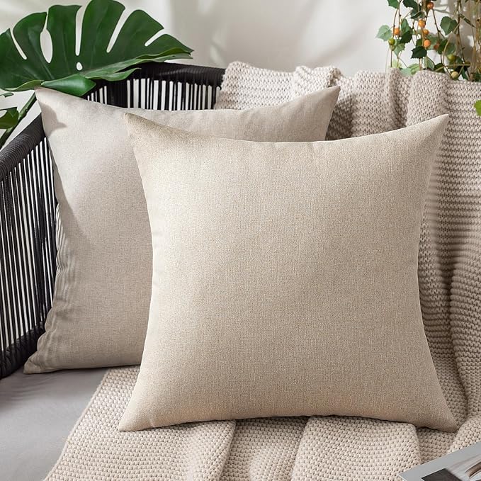 MIULEE Pack of 2 Decorative Outdoor Solid Waterproof Throw Pillow Covers Faux by MIULEE