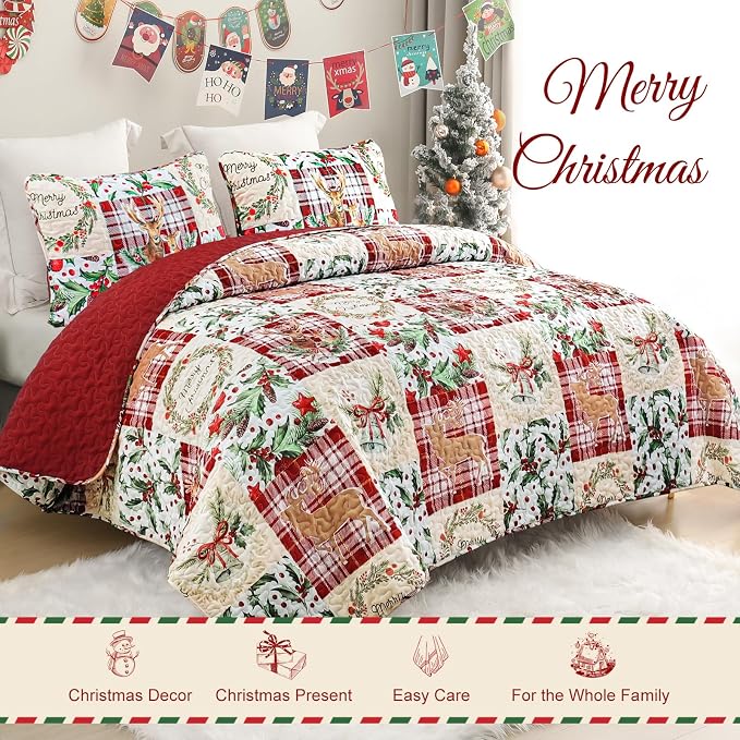 Exclusivo Mezcla Reversible Christmas Quilts King Size - Image 2