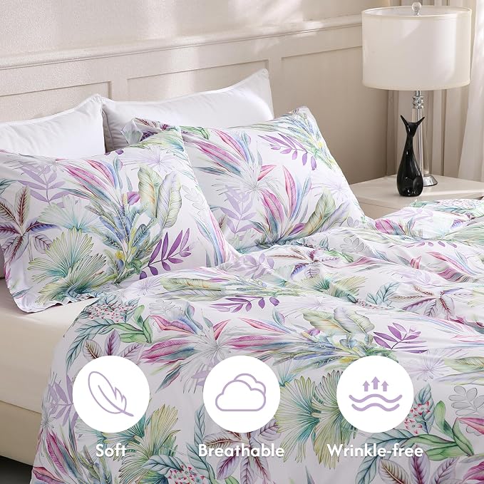 LONAVA Queen Botaincal 3 Pcs Duvet Cover Set, Breathable Soft Microfiber - Image 3