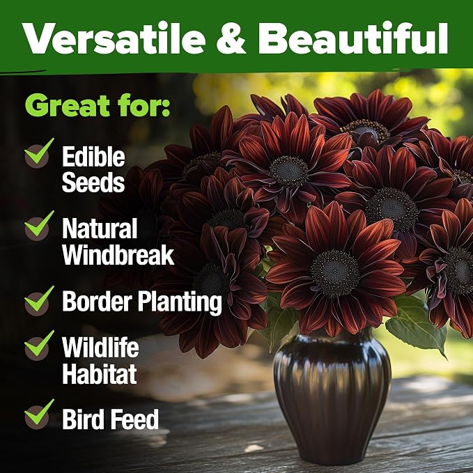 HOME GROWN Chocolate Cherry Sunflower Seeds 75 Heirloom Seeds - Image 7