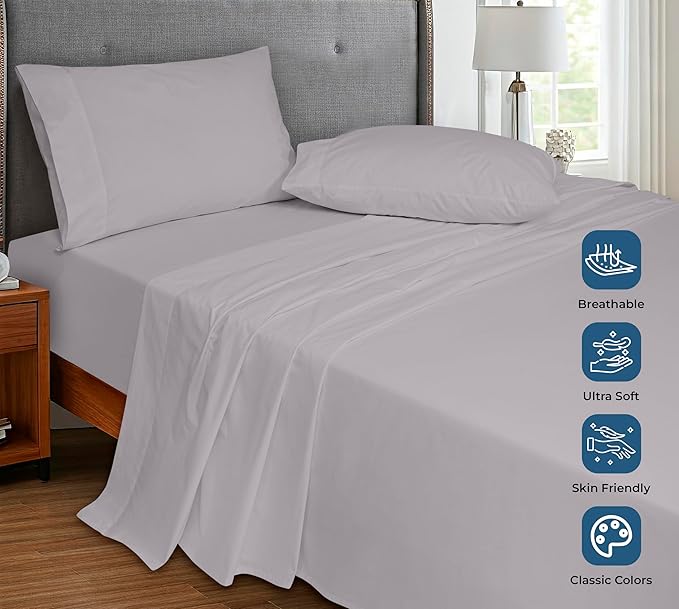 Royale Linens 100% Organic Cotton Twin Flat Sheet Only - Image 4