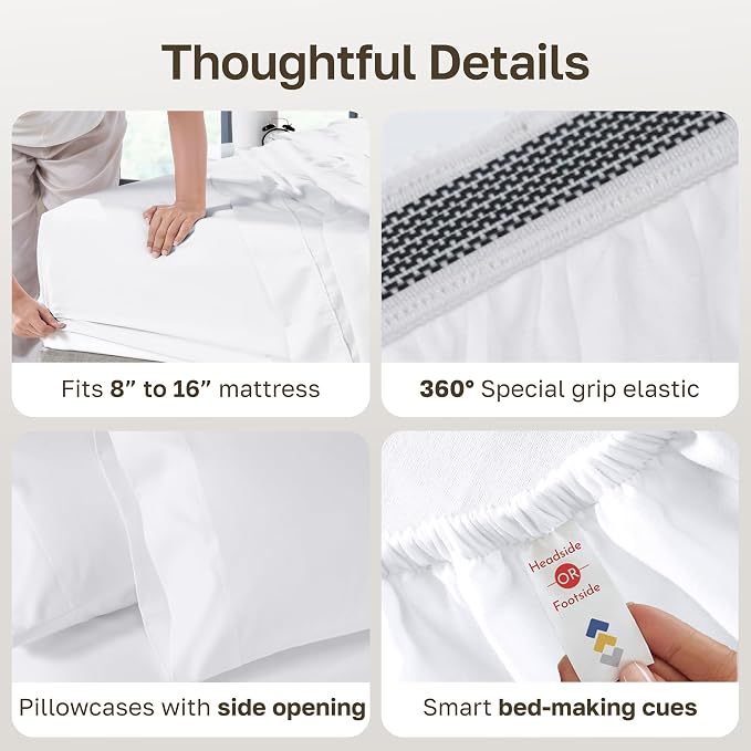 Luxury White California King Size Bed Sheets Set - Image 5