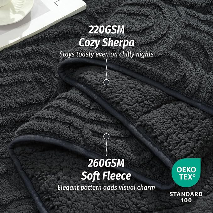 Wemore Jacquard Fleece Weighted Blanket Queen Size 60" x 80" 15lbs, Ultra Soft - Image 3