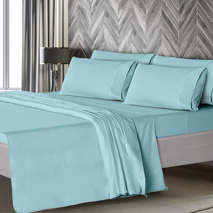 Mueller Luxury 6 PC Full Size Bed Sheets, Super Soft 1800, Deep Pocket up to - Image 3