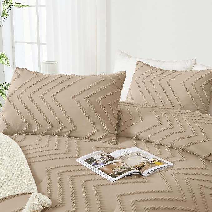 Andency Taupe Comforter Set King Size, Boho Soft Warm Tufted Bedding Comforter - Image 4