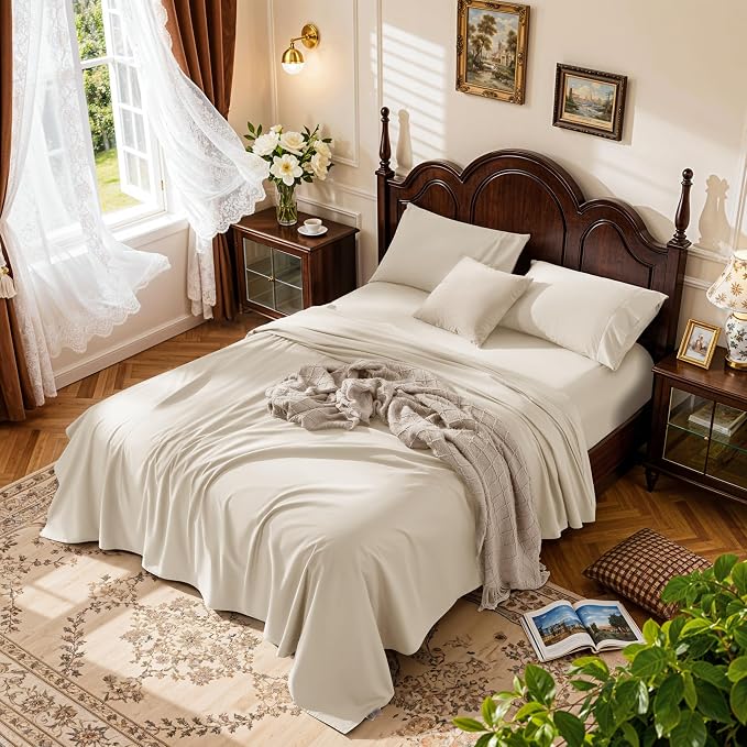 LBRO2M 1000 Thread Count 100% Egyptian Cotton Sheets Set Full Size, 4 Piece by LBRO2MBedding