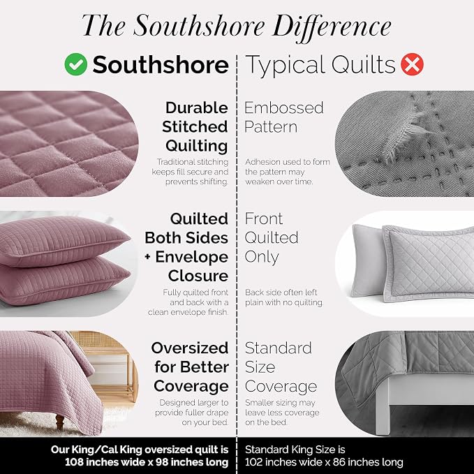 Southshore Fine Living, Inc. Oversized King Quilt Set, Lavender Quilt Bedspread - Image 4