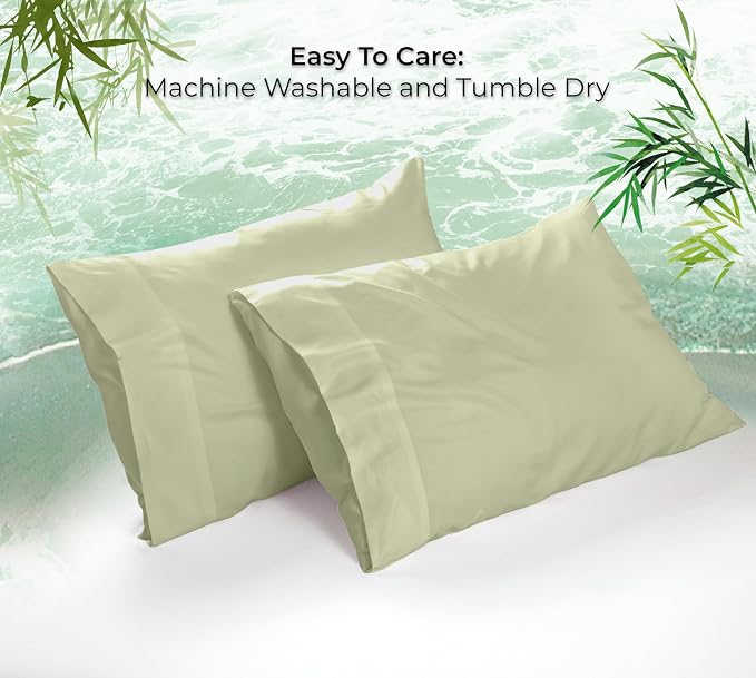 Royale Linen Cooling Pillow Cases Standard Size Set of 2-100% Rayon Derived - Image 9