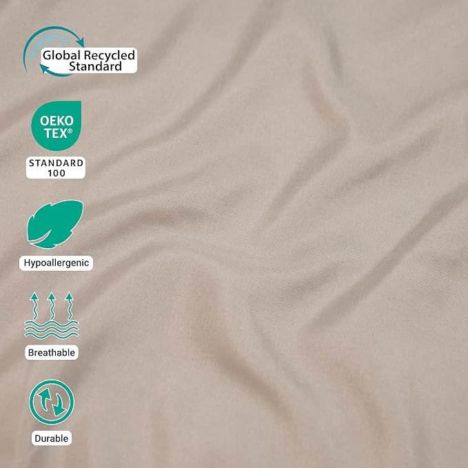 ZPECC Queen Flat Sheet Only 1 Pack, Durable Beige Top Bed Sheets Hypoallergenic - Image 2