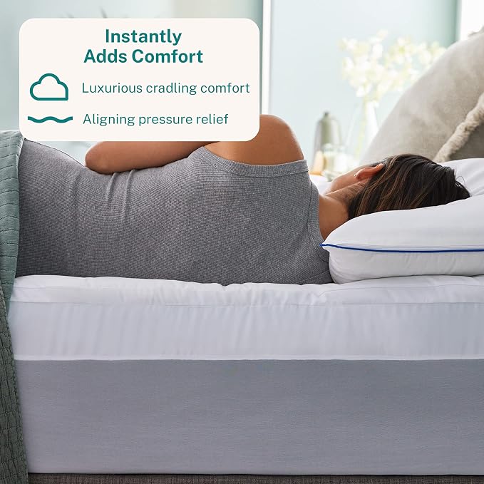 Sleep Innovations Dual Layer 4 Inch Memory Foam Mattress Topper, Full Size - Image 2