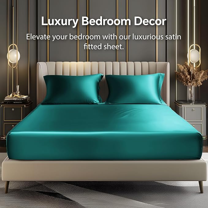 BEDELITE Satin Fitted Sheet and Pillowcase Set, Luxury Soft Similar to Silk - Image 2