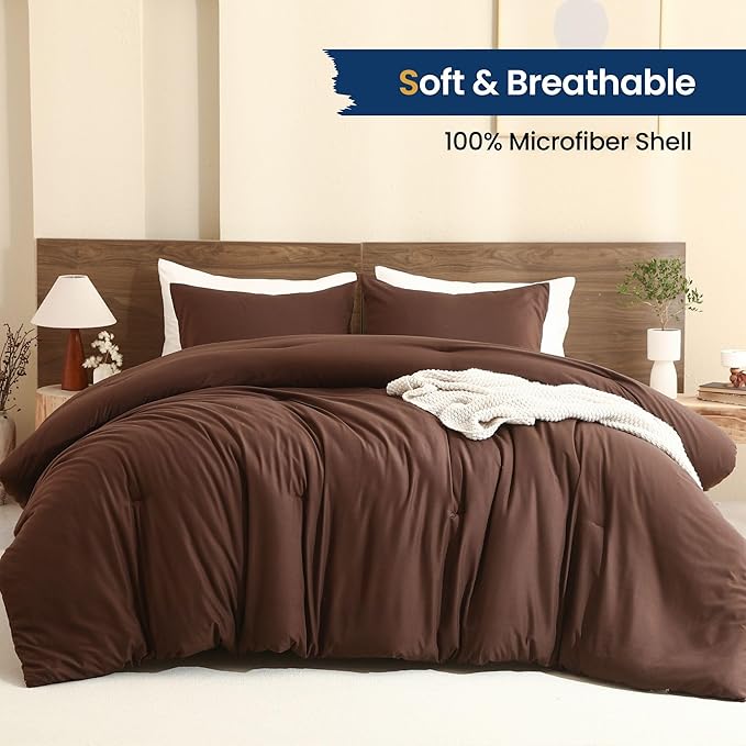 Paxrac Earthy Brown Comforter Twin/Twin XL Size, Neutral 2 Pieces Comforter Set - Image 2