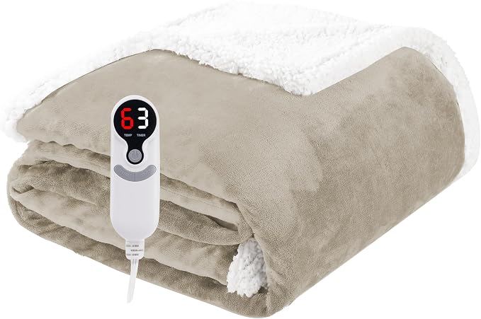 Electric Heated Blanket Throw Size 50"x60", Soft Flannel by Soypipo