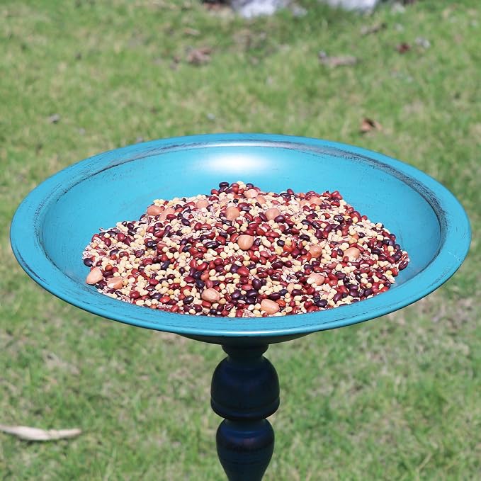 26.6”H×12.3" W Cast Iron Pedestal Bird Bath，Metal Birdbaths Bird Feeder Seed - Image 5
