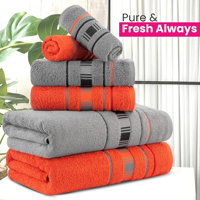 CASA COPENHAGEN X Line 6Pcs 100% Egyptian Cotton Large Designer Towels Gift - Image 5