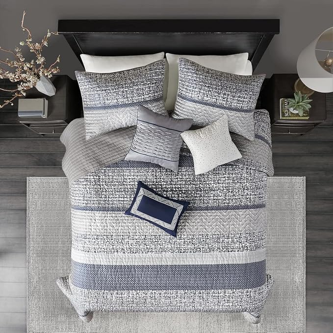 Madison Park Queen Quilt Set Lustrous Jacquard & Glitter Accent Coverlet Set - Image 10