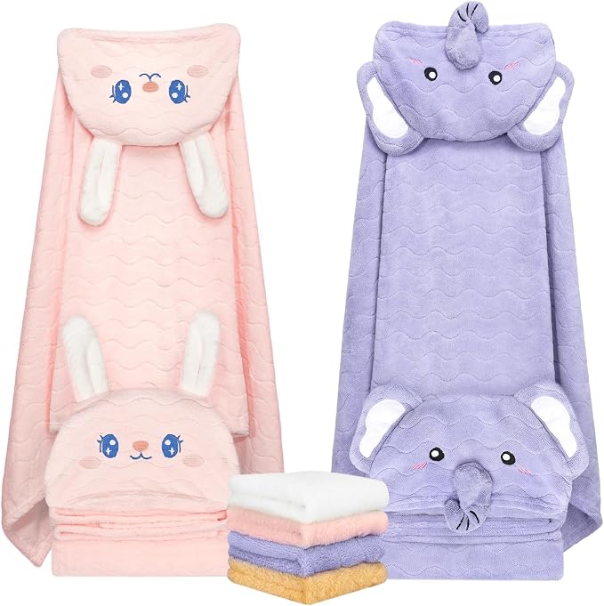 6 PCS Toddler Bath Towel Set for Boy Girl 0-5 Year, Ultra Soft Gifts for Infant by CandyHome