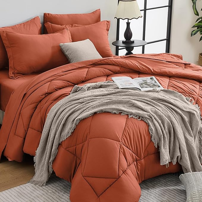 HEVUMYI Burnt Orange Full Comforter Set by HEVUMYI