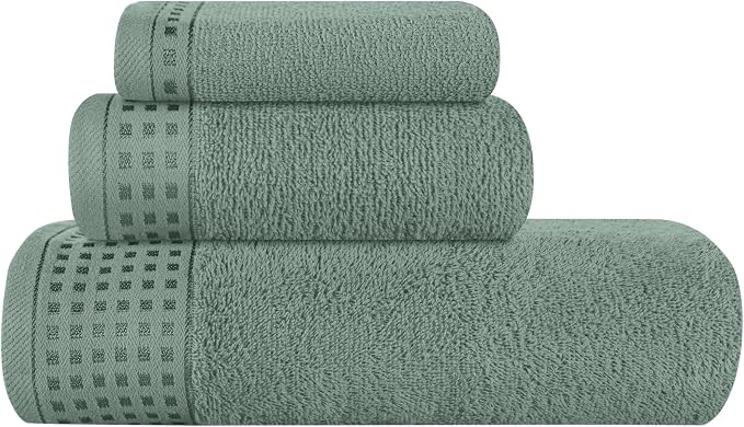 GLAMBURG Ultra Soft 3 Pack Cotton Towel Set, Contains a Bath Towel 28x55 inch by GLAMBURG
