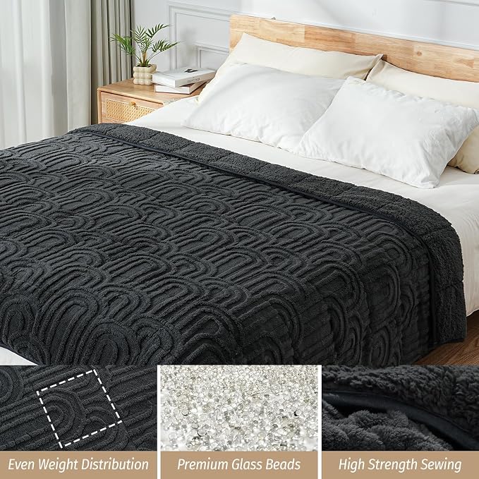 Wemore Jacquard Fleece Weighted Blanket King Size 80" x 87" 15lbs, Ultra Soft - Image 4