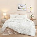 weigelia Cream Comforter Set Full – Textured Ruched Cream Ivory Full Comforter by WEIGELIA