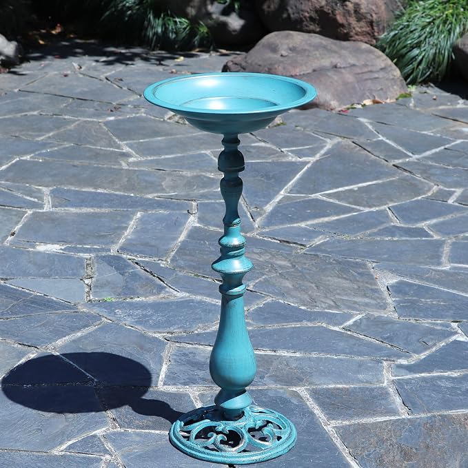 26.6”H×12.3" W Cast Iron Pedestal Bird Bath，Metal Birdbaths Bird Feeder Seed - Image 9