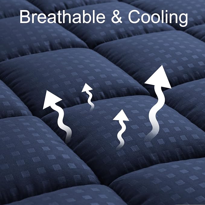 HYLEORY California King Mattress Pad Quilted Fitted Mattress Protector Cooling - Image 2