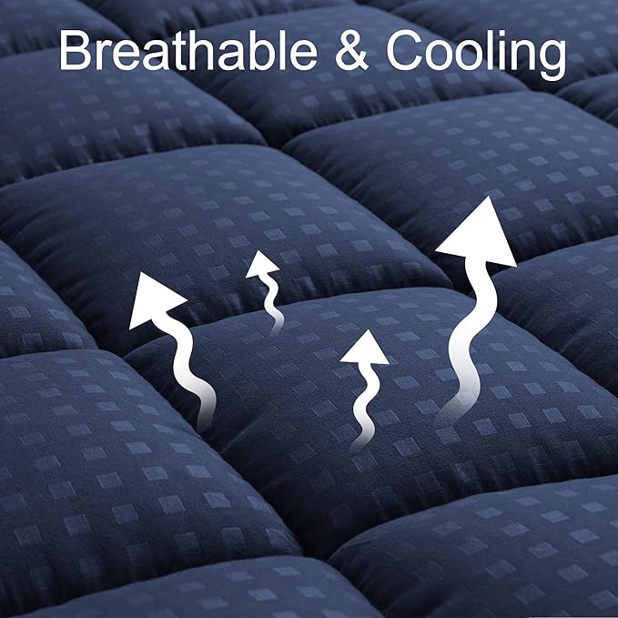 HYLEORY Full Mattress Pad Quilted Fitted Mattress Protector Cooling Pillow Top - Image 2