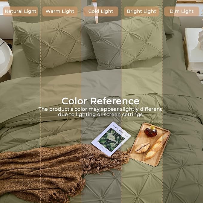 Sasttie California King Comforter Set, 7-Piece Bed in a Bag, Pintuck Bedding - Image 8