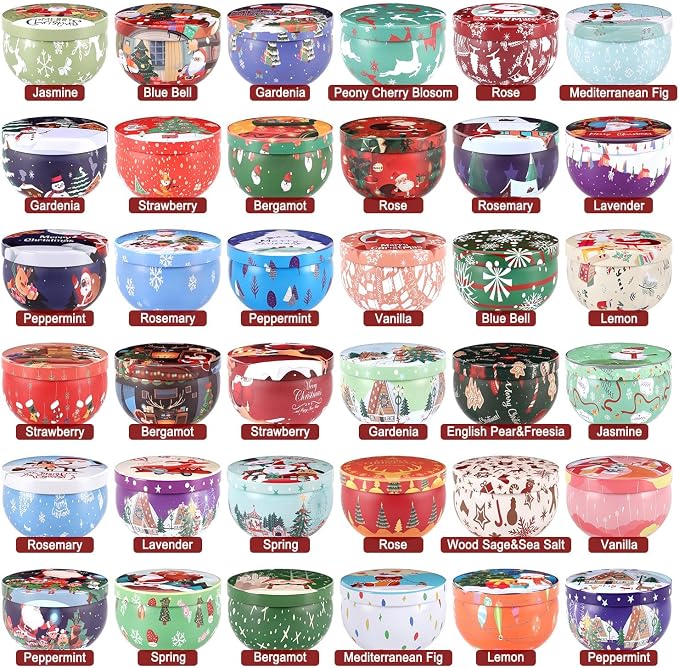 36 Packs Christmas Scented Candles, 2.5oz Smokeless Clean Burning Soy Wax - Image 4