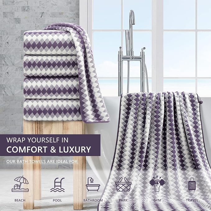 4 Piece Extra Large Bath Towel Set Oversized Bath Sheet 35"x70" Bathroom Towel - Image 2