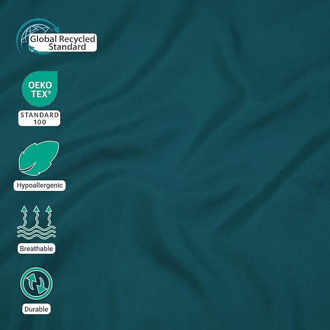 ZPECC Queen Flat Sheet Only 6 Pack, Durable Teal Top Bed Sheets Hypoallergenic - Image 4