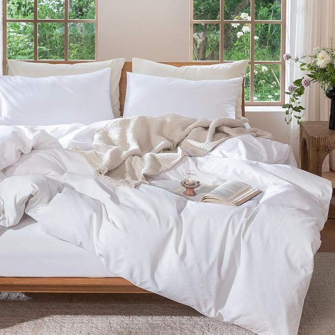 MooMee Bedding Duvet Cover Set 100% Washed Cotton Linen Like Textured - Image 7