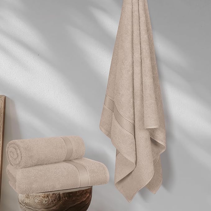 BELZZI Home Ultra Soft 4 Pack Oversized Bath Towel Set 27x54, Cotton Compact - Image 4
