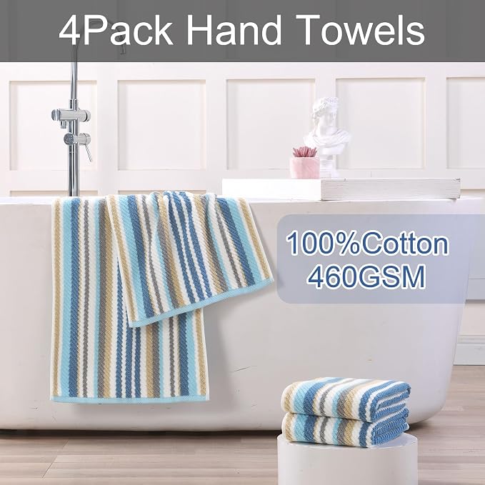 Blue Striped Hand Towels Set - Image 3