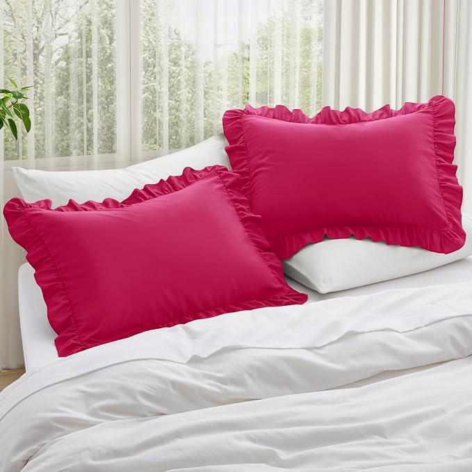 KKJIAF Ruffle Pillow Cases King Size Set of 2, Ruffled Pillow Covers - Image 2