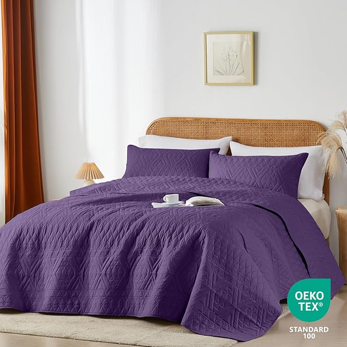 akkialla King/Cal King Quilt Set, Boho Geometric Pattern, Soft All-Season - Image 2