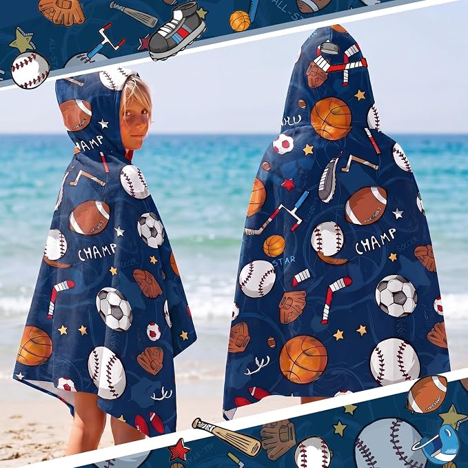 Peryiter 1 Pcs Ball Hooded Bath and Beach Towel 100% Cotton Pool Towels - Image 6