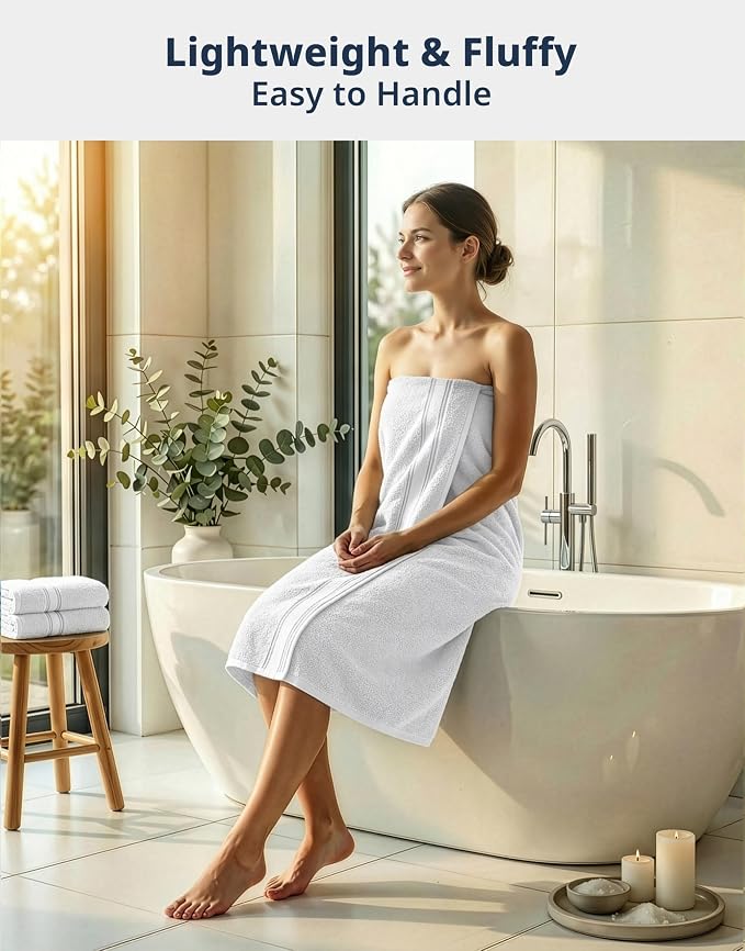 LANE LINEN 100% Mercerized Cotton Bath Towels Set of 12 – Zero Twist, 4 Bath - Image 2