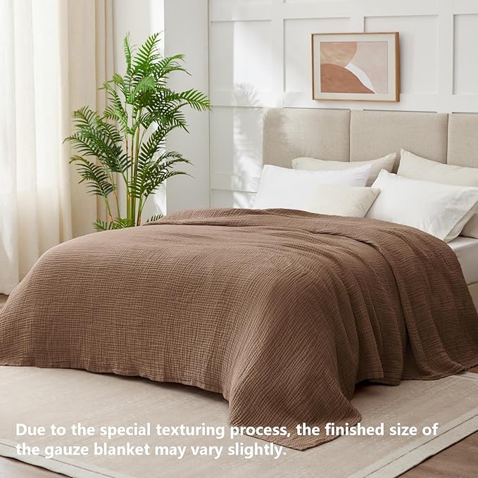 100% Cotton Muslin Blanket California King 120" x 90", 6 Layers Breathable and - Image 2