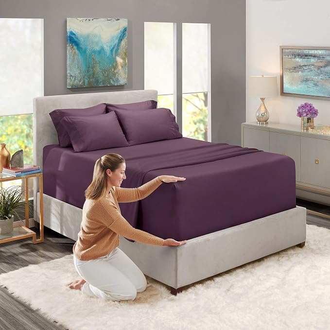 Hearth & Harbor Luxury Soft 6 Piece Bed Sheet Set Extra Deep Pocket Fitted - Image 3