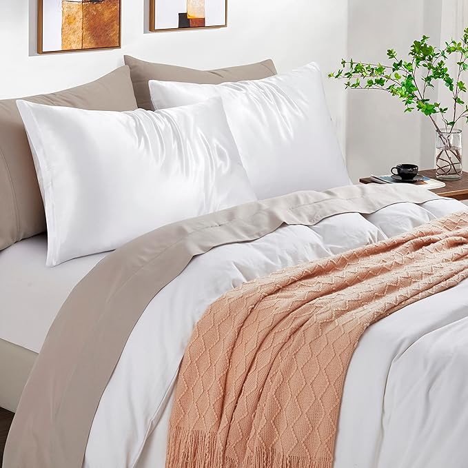 Satin Pillowcases with Zipper （20x36）, King Size Pillowcases Set of 2 - Image 2