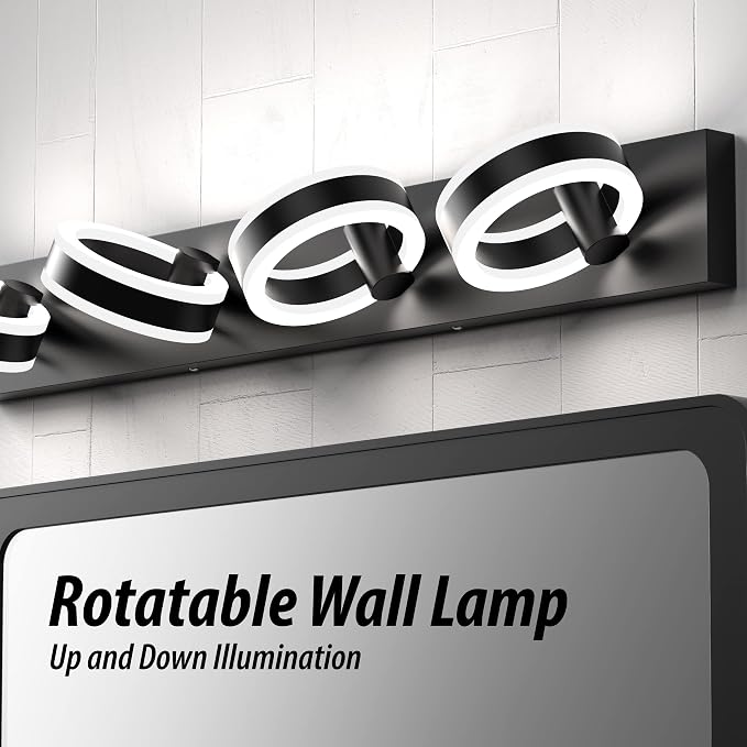 LED Bathroom Light Fixtures, 33inch Black Vanity Lights, Modern 4 Light Acrylic - Image 5
