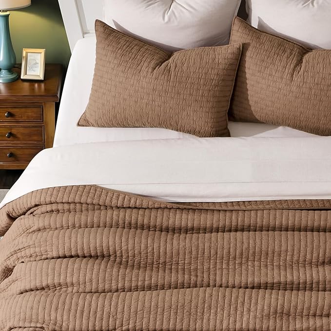 EVERGRACE Cross Stitch Pre-Washed Cotton Quilt Bedding Set Queen Size, - Image 4