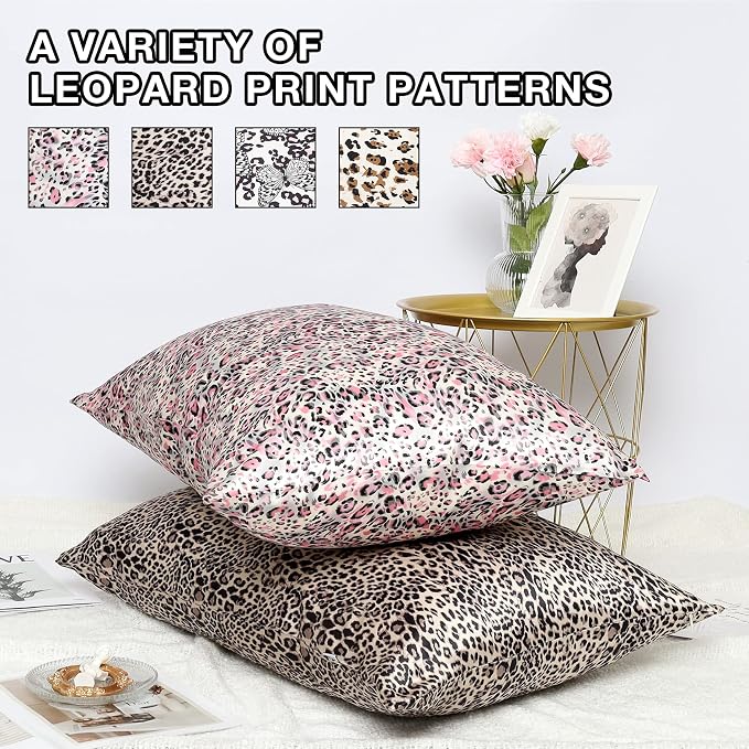 MANSPHIL Leopard Brown Print 100% Silk Pillowcase King Size, Hidden Zipper - Image 5