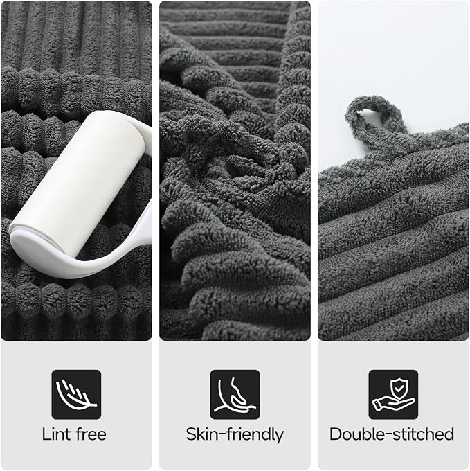 REDKISS Charcoal Gray Bath Towels Set 8 Piece - Image 6