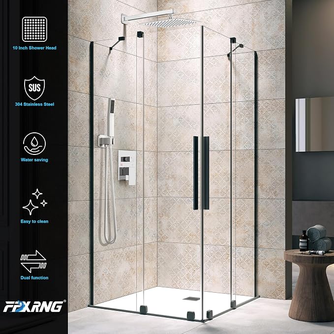 FPXRNG Shower Faucet Set Bathroom Square Rain Shower Head and Handle Set - Image 3