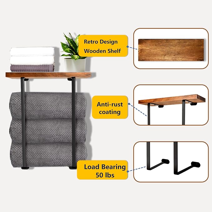 Joben Oligey Towel Racks for Bathroom Wall Decor, Bathroom Shelves, Small Towels - Image 3