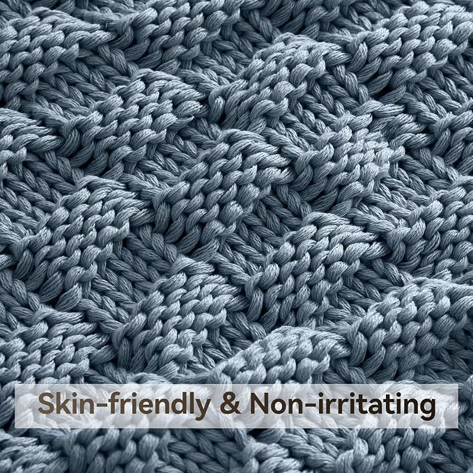 Knitted Weighted Blanket for Adult, No Beads Heavy Blanket 60” x 80'' 20lbs - Image 4