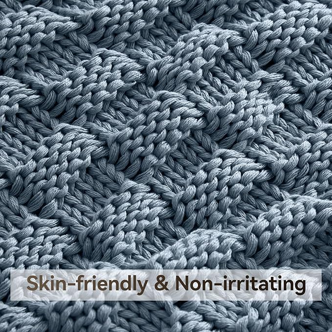 Knitted Weighted Blanket Kids, No Beads Heavy Blanket 40” x 60'' 7lbs, - Image 4